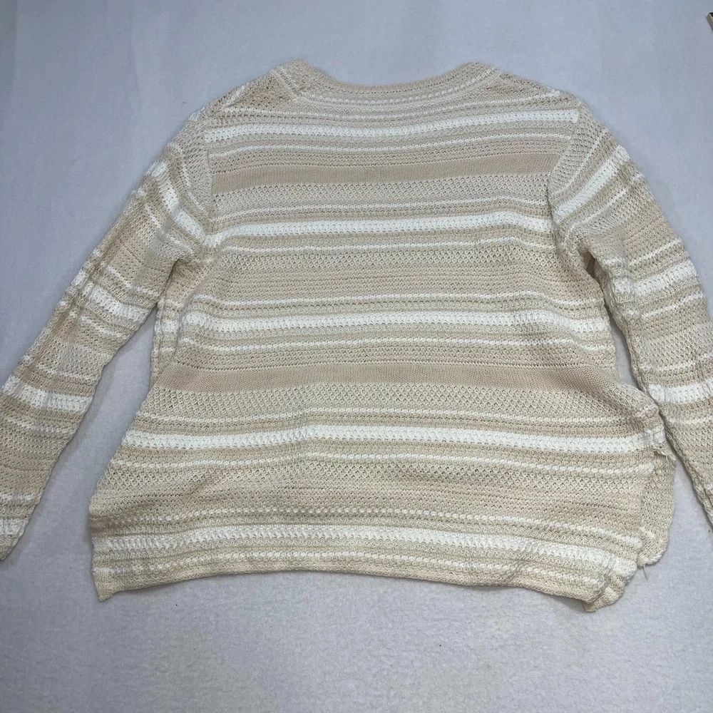 Rachel Roy Cream Stripe Knit Sweater Lightweight Boho Small - Picture 3 of 6